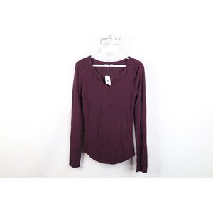 Deadstock Vintage Y2K Gap Womens XS Blank Babydoll Thermal Ribbed Knit T-Shirt